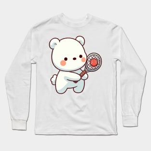 cute polar bear as a tennis player Long Sleeve T-Shirt